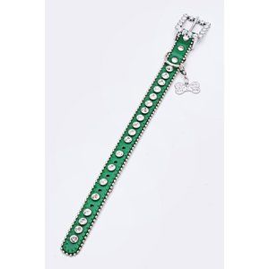 Ball Chain Crystal Dog Collar - Green